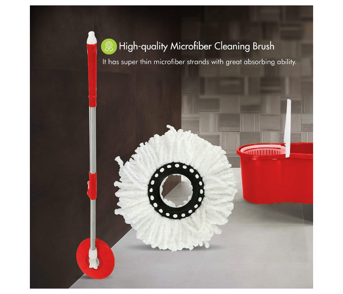 Easy 360 Degree Spinning Mop Bucket Set With 1 Free Mop Head - Red - Zoom Image 4