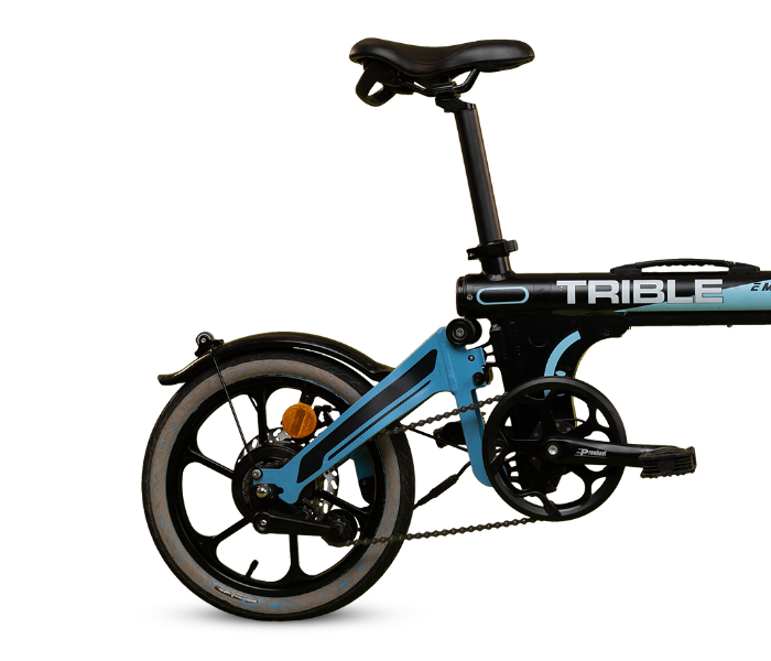 E-Motorad Trible 250W Lightweight Tri-Folding eBike - Black and Blue - Zoom Image 5