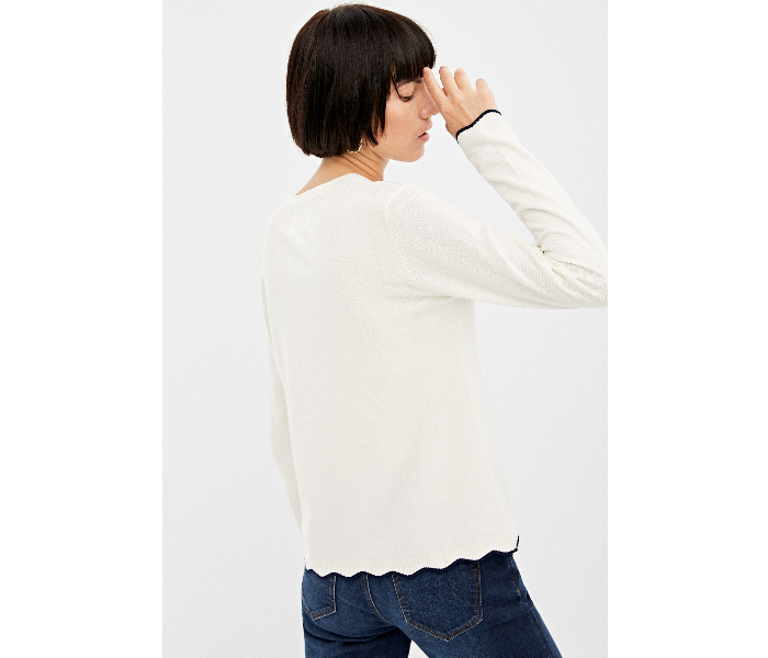 Springfield 133688697 Small Long Sleeve Knitwear for Women - White - Zoom Image 2