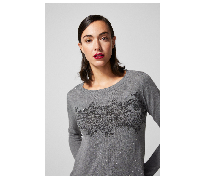 Springfield 133488340 XS Long Sleeve Knitwear for Women - Charcoal Grey - Zoom Image 3