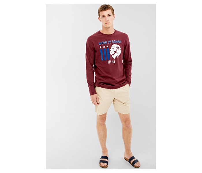 Springfield 022662969 Medium Long Sleeve T-Shirt for Men - Maroon - Zoom Image 1