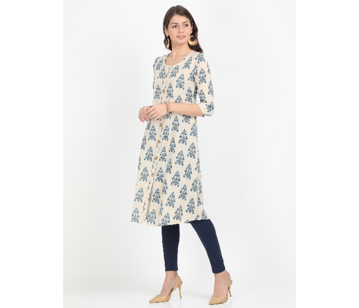 Kaia SK01AK0014BGE003 Large Printed A-Line kurta - Beige - Zoom Image 2