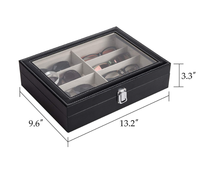 8 Slot CO-Z Leather Multi Sunglass Organizer Case - Black - Zoom Image 5