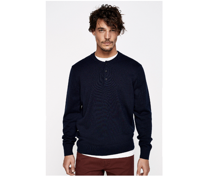 Springfield 141392911 Small Cotton Knitwear for Men - Dark Blue - Zoom Image 3