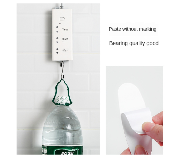 Set of 3 Sticker Punch-Free Plug Fixer Socket Fixer Cable Wire Seamless Wall-mounted Power Strip Holder Organizer - White - Zoom Image 2