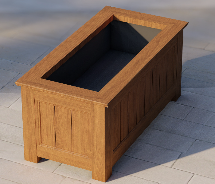 Gulf Decorex Woodpecker Rectangle Wood Textured GRP planter - Brown - Zoom Image 3