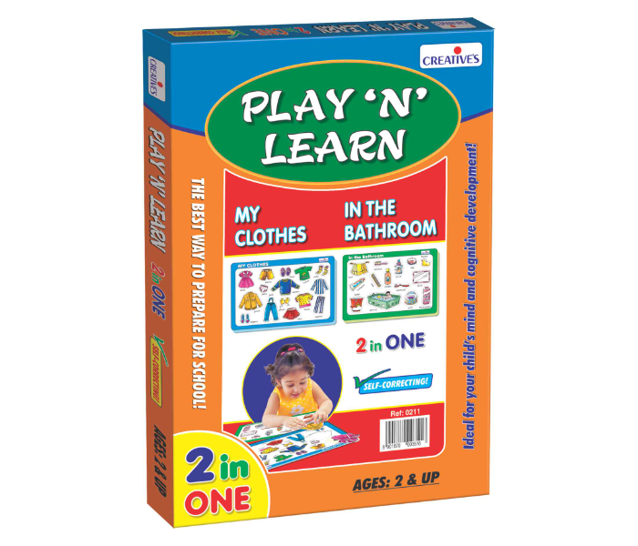 JMsouq Creative Educational CE00343 Play N Learn 2 in 1 My Clothes and In the Bathroom Educational Game for Kids - Zoom Image 1