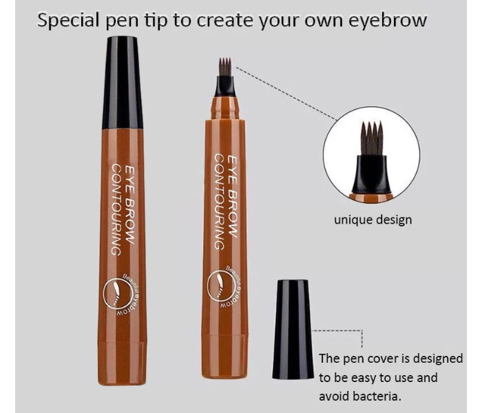 4 Point Multi Use No Smudging No Fading Waterproof Long Lasting Eyebrow-Beard Pen - Dark Brown - Zoom Image 5