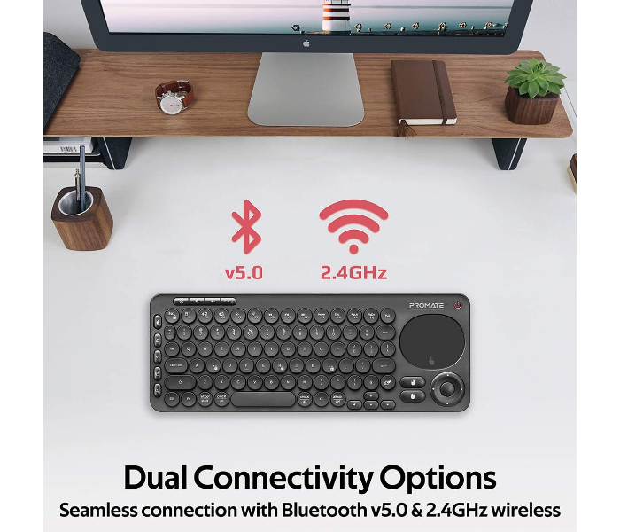 Promate Multi-Function Wireless Bluetooth Keyboard with Touch Pad - Black - Zoom Image 7