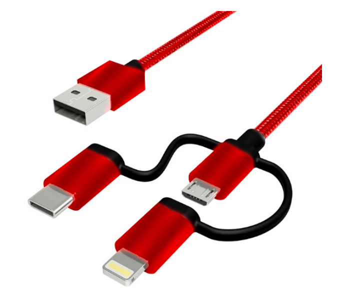 IPOS 1 Meter 3 in 1 Cable - Red - Zoom Image