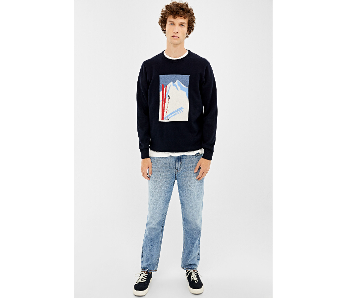 Springfield 140686811 Small Knitted Jumper for Men - Dark Blue - Zoom Image 1