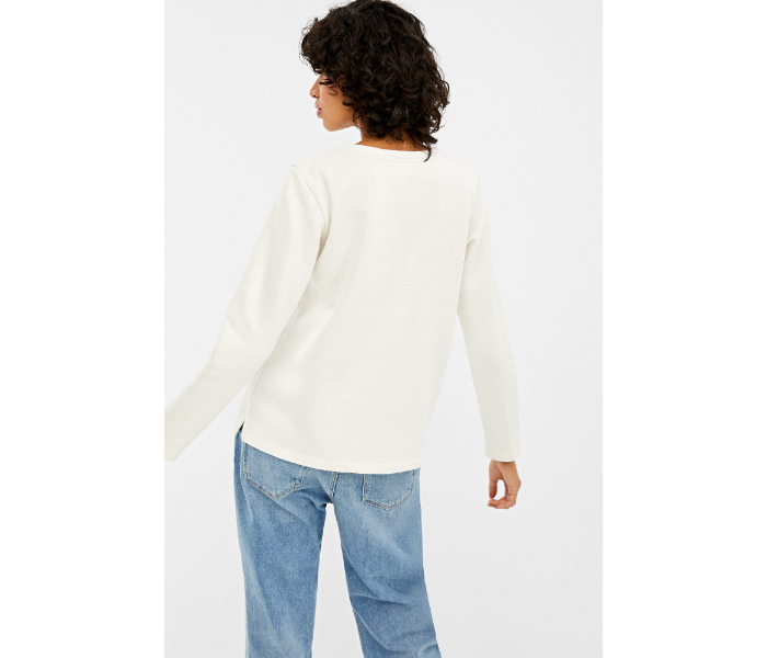 Springfield 108605797 Extra Small Sweat Shirt for Women - White - Zoom Image 3