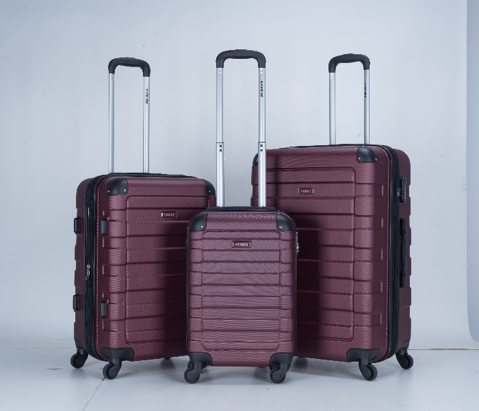 Star Gold SG-T83A Set of 3 High Quality ABS Trolley Bags - Burgundy - Zoom Image