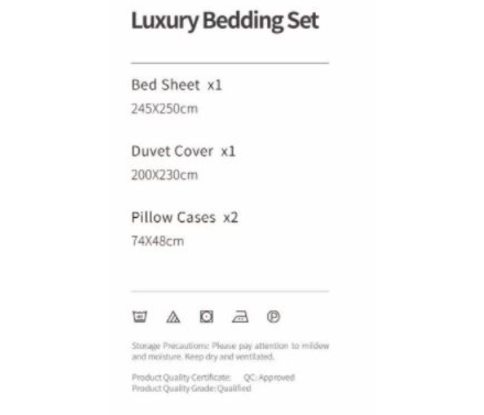 Modern Stylish 245x250cm Bed Sheet 200x230cm Duvet Cover 74x48cm Pillow Cases 2Pcs Soft and Comfortable Cotton Luxury Bed Set - Grey  - Zoom Image 2