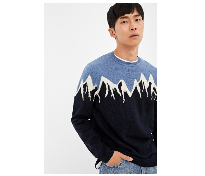 Springfield 140687611 Medium Knitted Jumper for Men - Dark Blue - Zoom Image 3