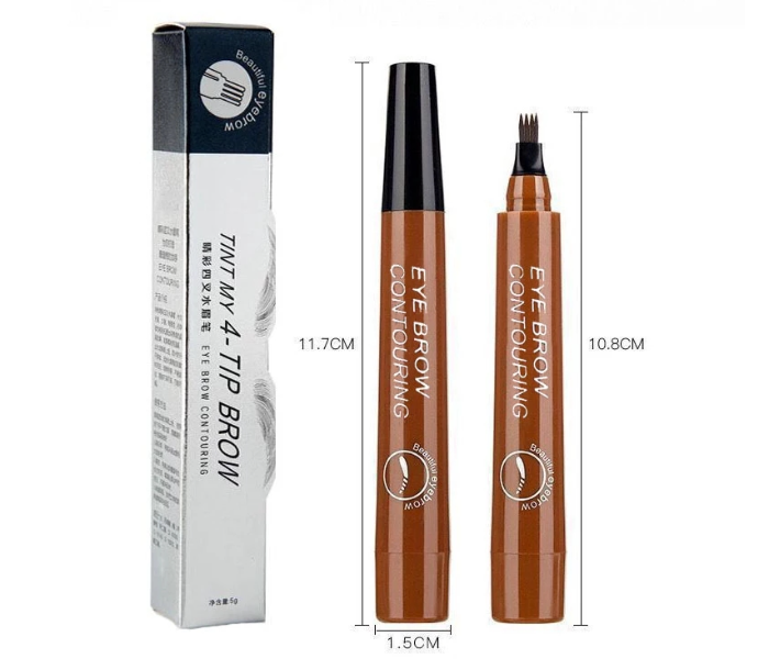 4 Point Multi Use No Smudging No Fading Waterproof Long Lasting Eyebrow-Beard Pen - Dark Brown - Zoom Image 3