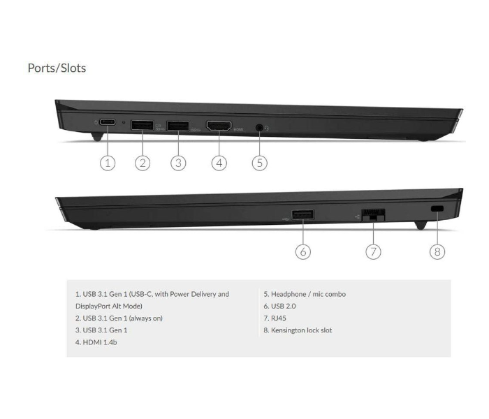 Lenovo Thinkpad E15 20RD008NUE 15.6 Inch Intel Core i7 10510U Processor 8GB RAM 512GB SSD 2GB AMD Radeon Graphics DOS - Black - Zoom Image 3