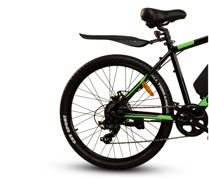 E-Motorad T-REX 250W Mountain Bike - Black and Green - Zoom Image 5