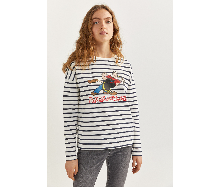 Springfield 108743617 Small Sweat Shirt For Women - White - Zoom Image 2