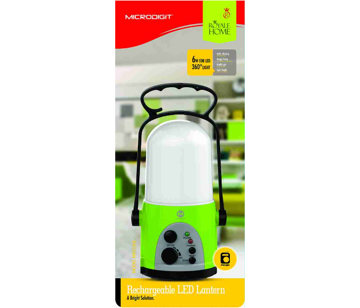 Microdigit MR333HL 6 Watt Rechargeable LED Lantern - White and Green - Zoom Image