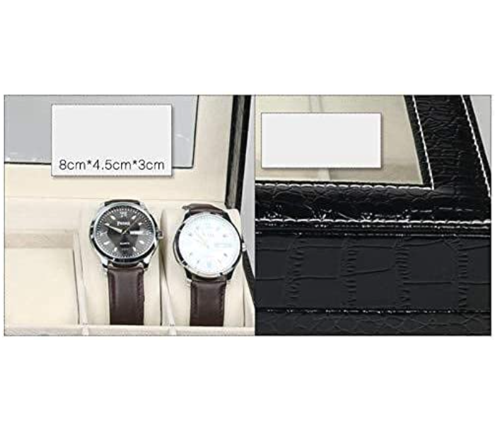 12 Slot PU Leather Watch Display Storage Box - Black - Zoom Image 2