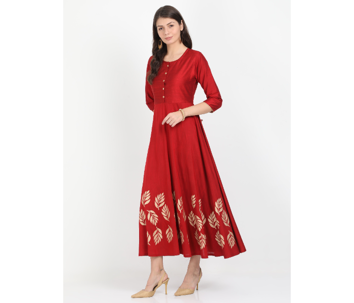 Kaia SK01PW0010MRN002 XL Cotton Silk Dress for Women - Maroon - Zoom Image 2