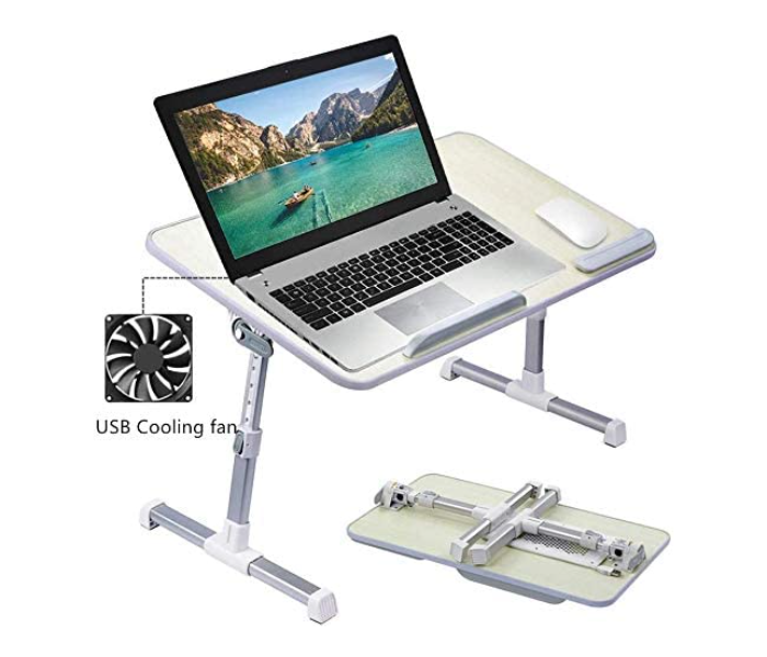 Foldable 15 Inch Laptop Stand With USB Cooling Fan - White - Zoom Image 5