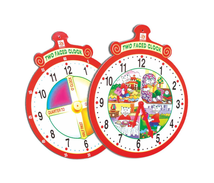 JMsouq Creative Educational CE00655 Two Faced Clock Educational Game for Kids - Zoom Image