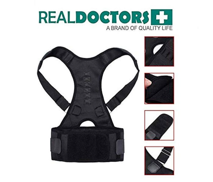 Real Doctors Back Posture Support Brace Large JA023-4 - Black - Zoom Image 3