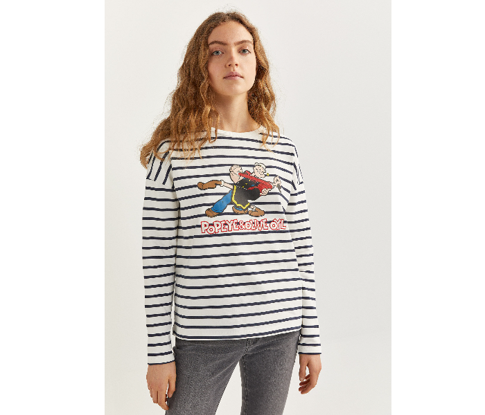 Springfield 108743617 Medium Sweat Shirt For Women - White - Zoom Image 2