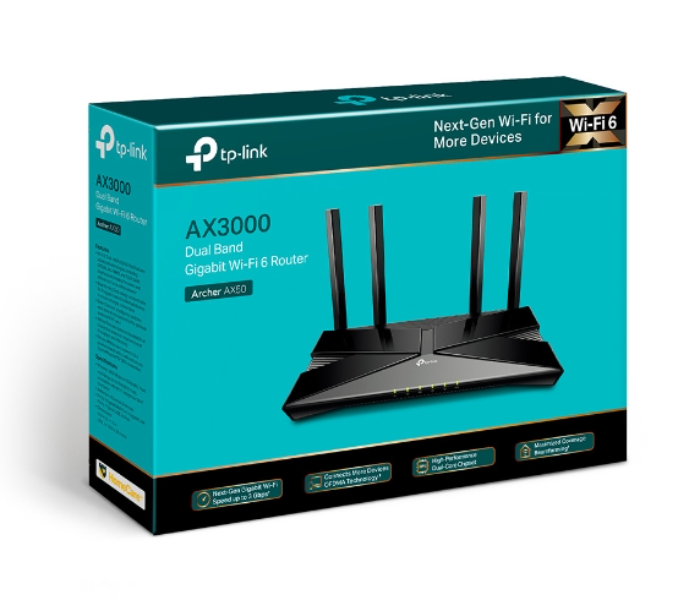 TP-Link Archer AX50 AX3000 Dual Band Gigabit Wi-Fi 6 Router - Black - Zoom Image 5