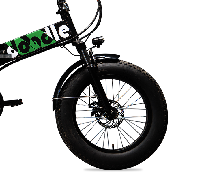 E-Motorad Doodle 350W Foldable Electric Bike - Black - Zoom Image 4