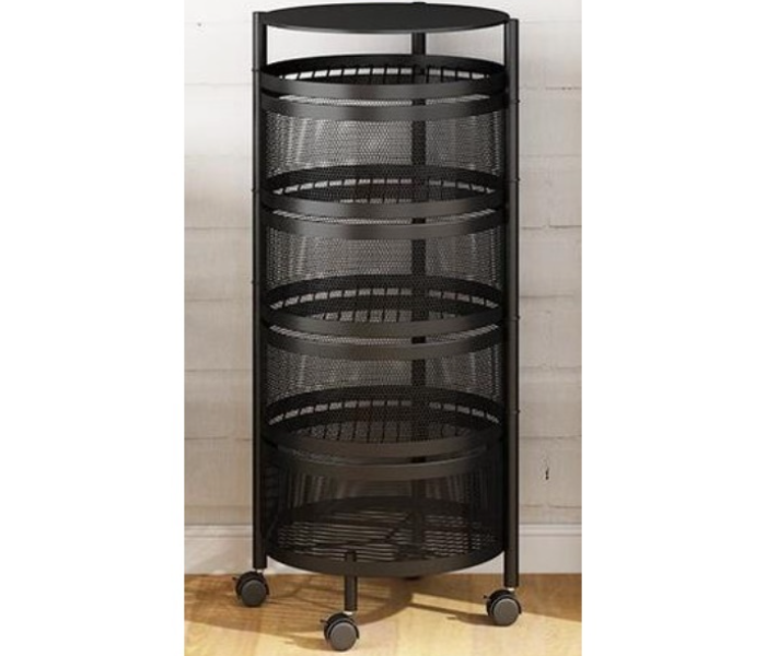 4 Tier Multilayer Rotating Kitchen Shelf - Black - Zoom Image 2