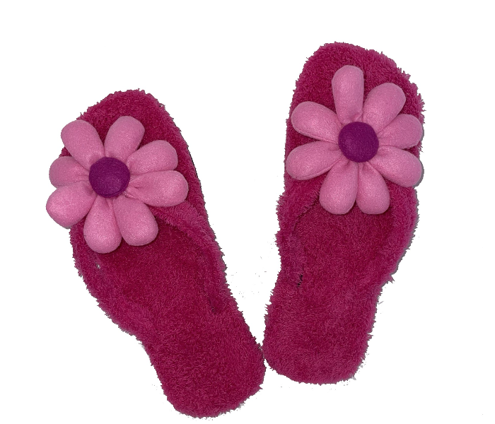 Casual LFV52 US 08 Flower Design Daily Wear Soft Flat Home Slippers for Women - Dark Pink - Zoom Image