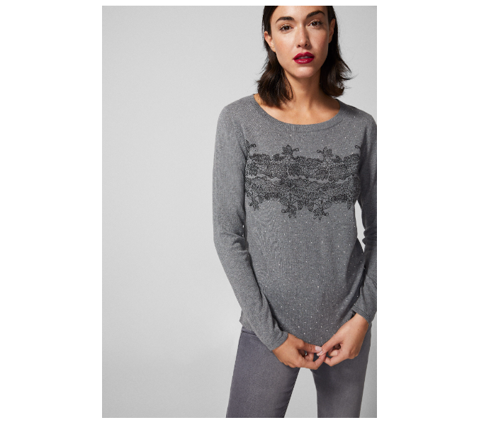 Springfield 133488340 XS Long Sleeve Knitwear for Women - Charcoal Grey - Zoom Image 1