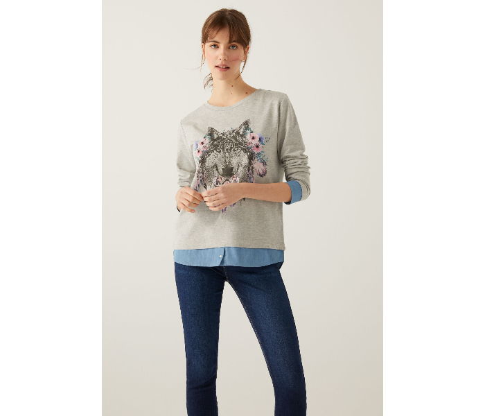 Springfield 108961743 XS Sweat Shirt For Women - Grey - Zoom Image 1