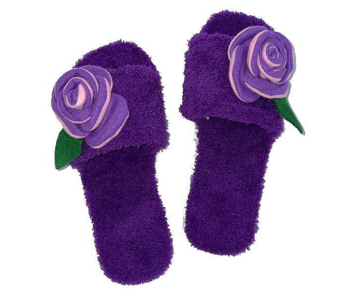 Casual LFO37 US 08 Flower Design Daily Wear Soft Flat Home Slippers for Women - Dark Purple - Zoom Image