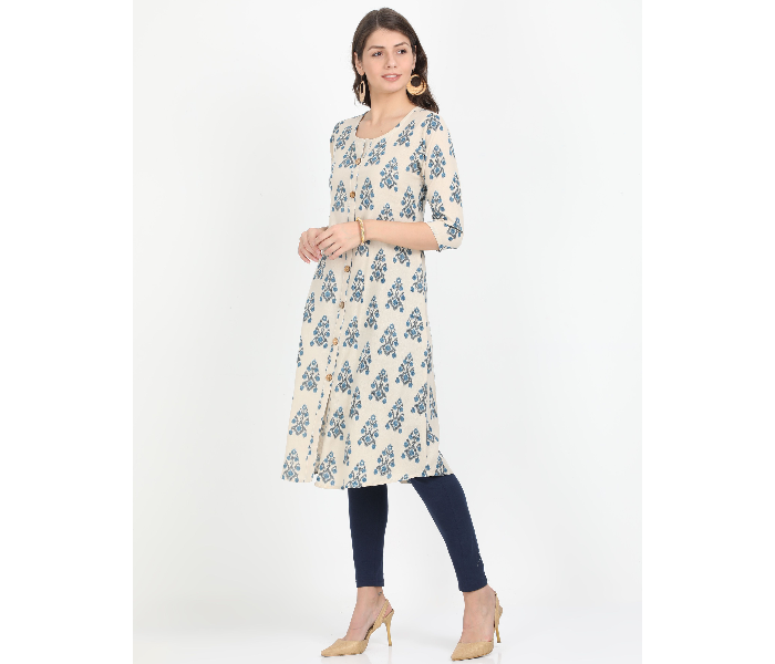 Kaia SK01AK0014BGE003 XL Printed A-Line kurta - Beige - Zoom Image 2