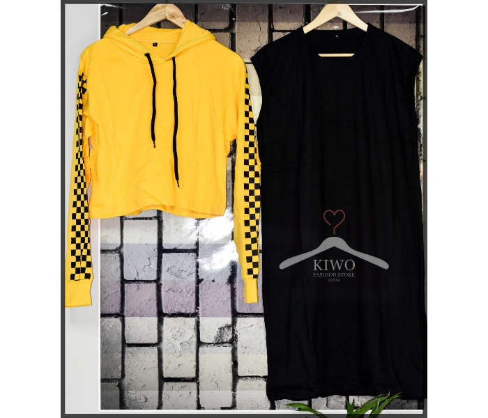 Kiwo 2 Pcs Set Large Top - Yellow and Black - Zoom Image