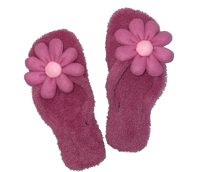 Casual LFV52 US 07 Flower Design Daily Wear Soft Flat Home Slippers for Women - Pink - Zoom Image