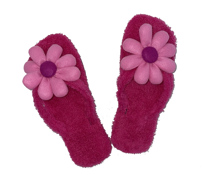 Casual LFV52 US 09 Flower Design Daily Wear Soft Flat Home Slippers for Women - Dark Pink - Zoom Image