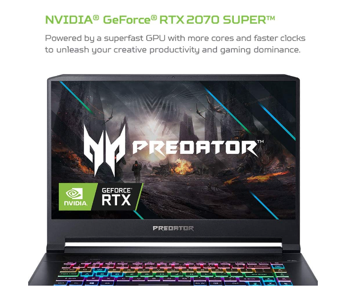 Acer Predator Triton 500 15.6 Inch FHD 300Hz Intel Core i7-10750H Processor 16GB RAM 512GB SSD 8GB NVIDIA GeForce RTX 2070 Super Windows 10 Home Gaming Laptop  - Black (Open Box) - Zoom Image 2