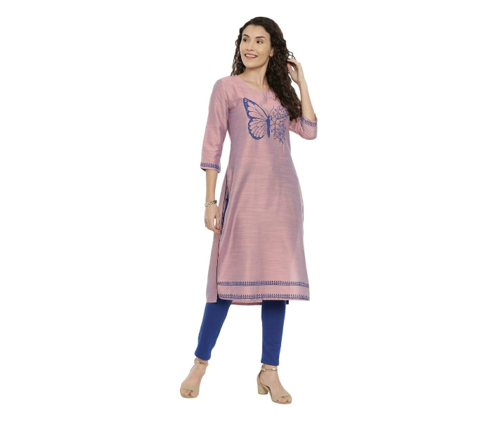 Kaia SK01LK0023PNK002 Small Cotton Silk Long Kurta for Women - Pink - Zoom Image