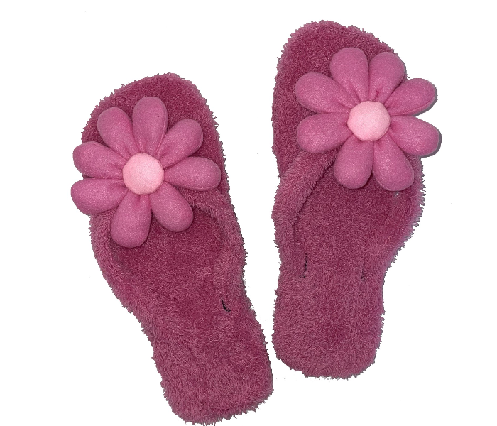 Casual LFV52 US 10 Flower Design Daily Wear Soft Flat Home Slippers for Women - Pink - Zoom Image