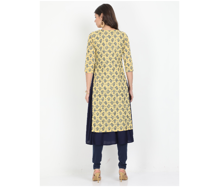 Kaia SK01DK0012YLB009 Small Long Kurta with Detachable Top for Women - Yellow - Zoom Image 3