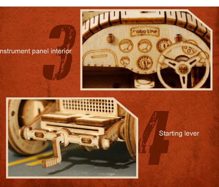 Locomotive Machinery Gear Wooden Model Kit 3D Wooden Puzzle CAR -Wood  - Zoom Image 5