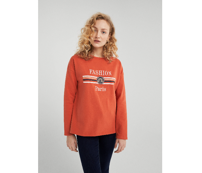 Springfield 108589109 Medium Sweat Shirt for Women - Orange - Zoom Image 2