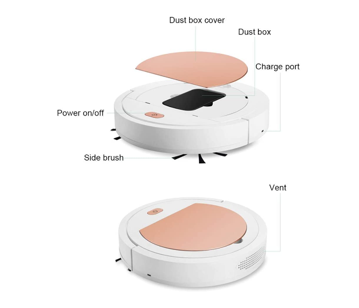 Mini Intelligent USB Rechargeable Dry Wet Sweeper Robot Vacuum Broom - White - Zoom Image 4