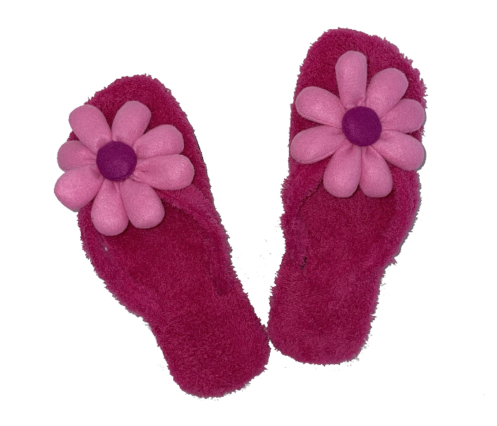 Casual LFV52 US 06 Flower Design Daily Wear Soft Flat Home Slippers for Women - Dark Pink - Zoom Image