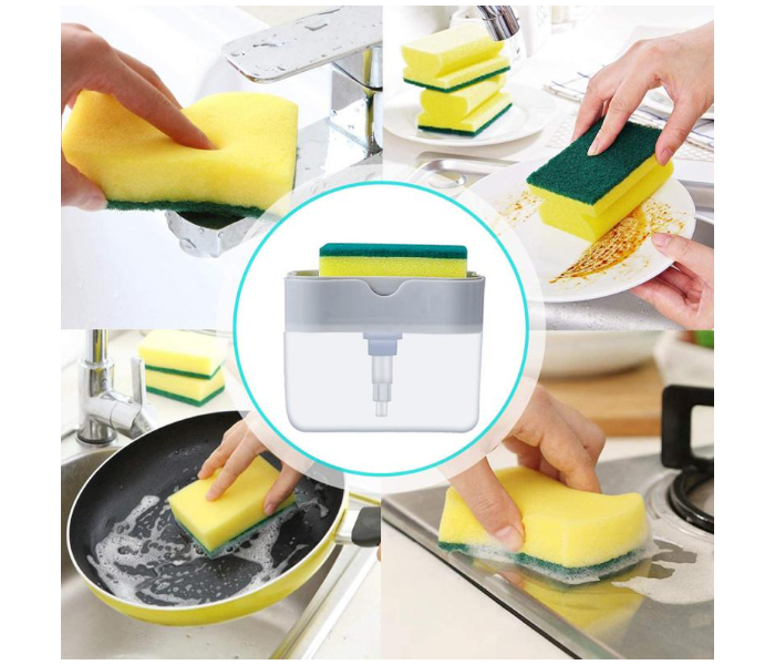 2 In 1 Sponge Rack and Liquid Soap Dispenser Caddy Organiser with FREE SPONGE - Zoom Image 3